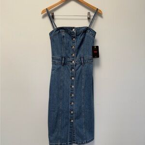 Levi's Blue Midi Sheath Dress with Spaghetti Straps​​​​